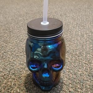 Holographic Skull Mason Jar
